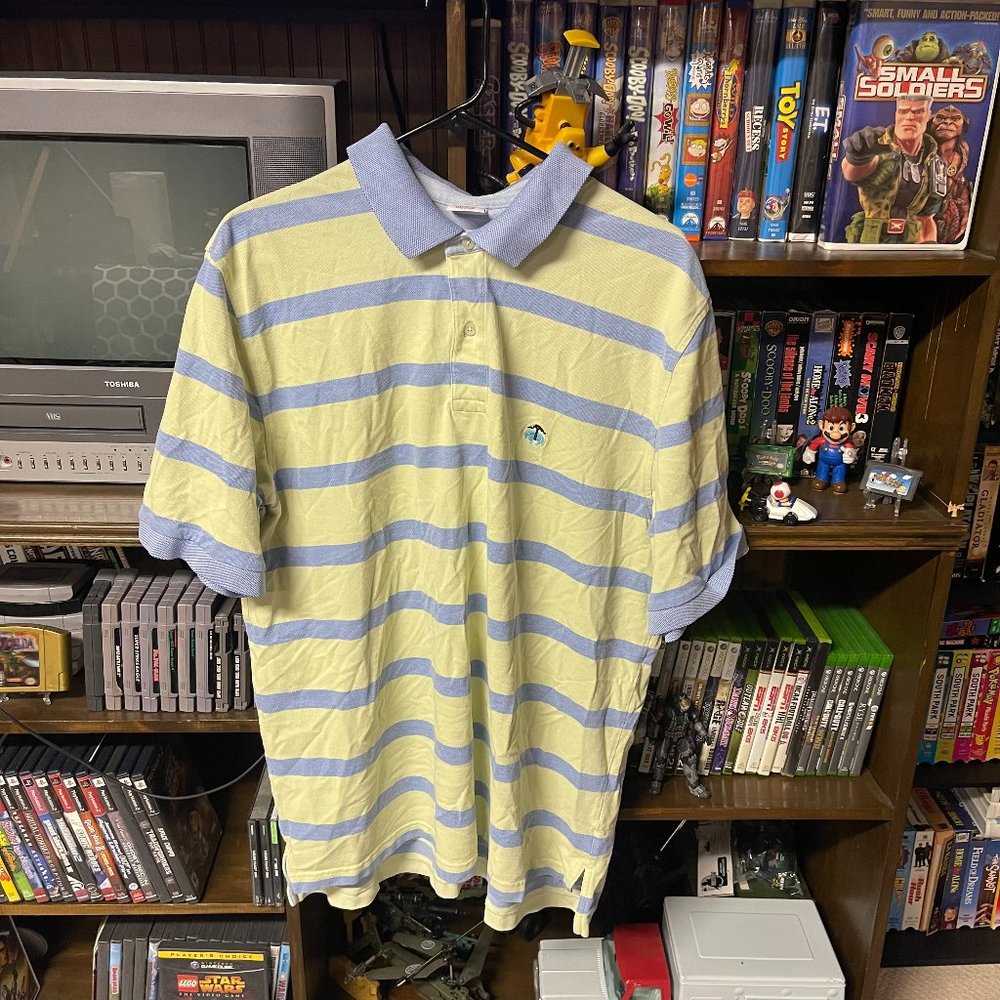 Brooks Brothers 1818 Performance yellow StripeOriginal Fit Golf Polo Shirt XL